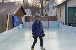 February: Backyard hockey rink.