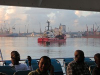 On the ferry, waiting for it to leave Zanzibar Gate