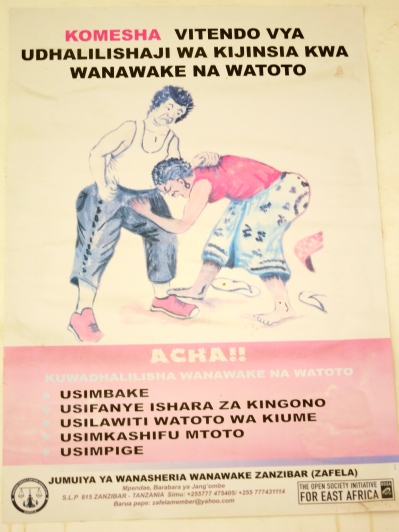 This poster is part of a campaign to end Violence Against Women in Zanzibar